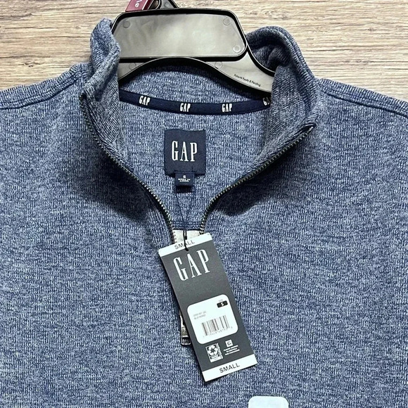 GAP Blue Zip Up Sweater with Quarter Zip and High Collar - Picture 3 of 4
